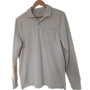 Goodfellow & Co Long Sleeve Classic Polo Shirt Mens Medium Cream